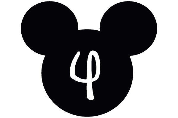 Mickey Mouse Silhouette with Number 4