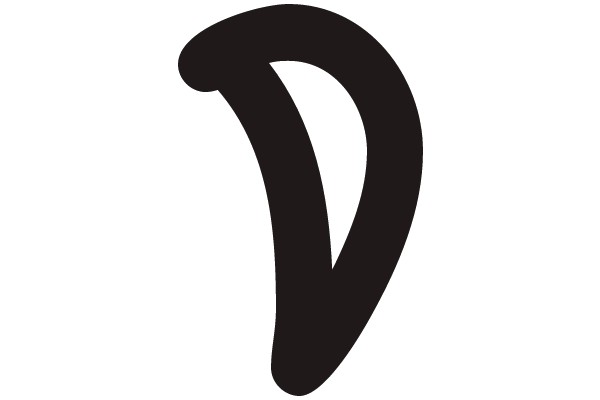 Black Curved Letter D on White Background