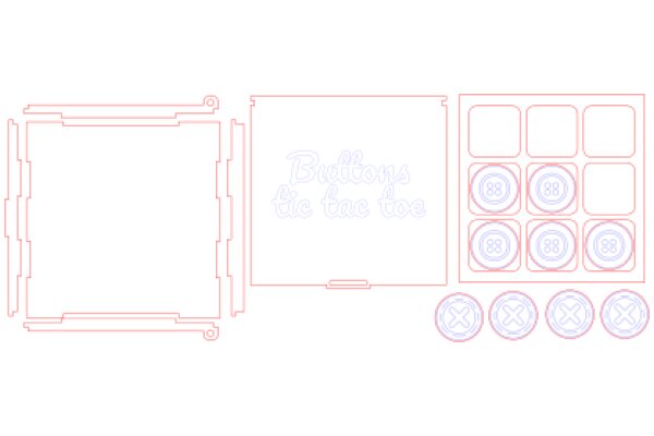 A Digital Artwork of a Buttons and a Screen, with a Pink Outline