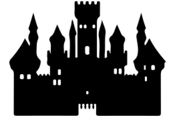 Silhouette of a Medieval Castle and Town