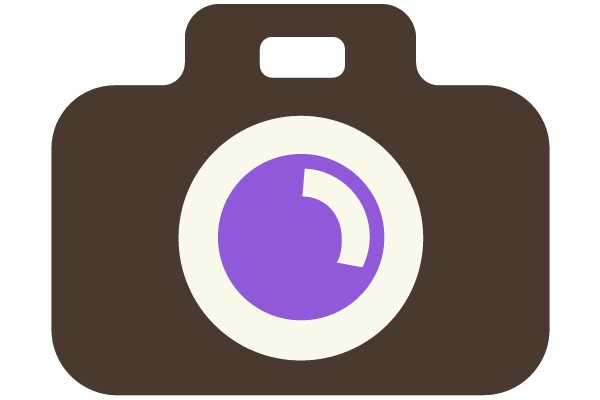 Vintage Camera Icon: A Blend of Brown and Purple