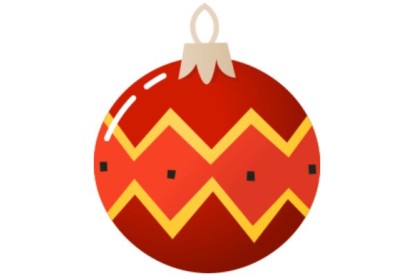 A Festive Christmas Decoration: A Red Ornament with Yellow Chevrons and a White Topper