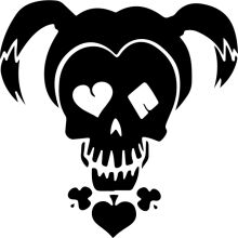 Stylized Illustration of a Skull with Pigtails and a Heart