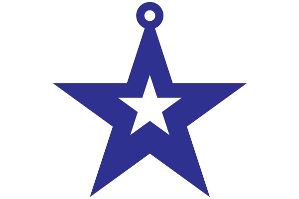 Stylized Blue Star with White Outline and White Center