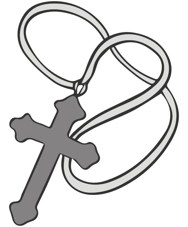 A Simple, Gray Cross with a Ring